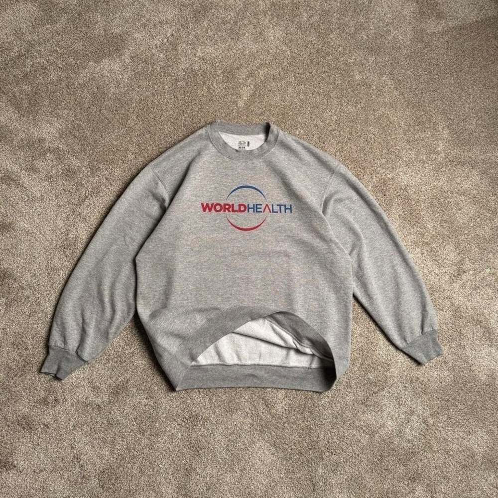HEATHER GREY FRUIT OF THE LOOM "WORLD HEALTH" SWEATSHIRT
